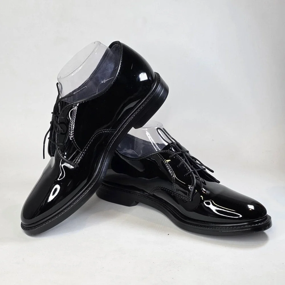 Capps Military Uniform Dress Shoes Men's 8.5 Black Oxfords Patent Leather Vibram